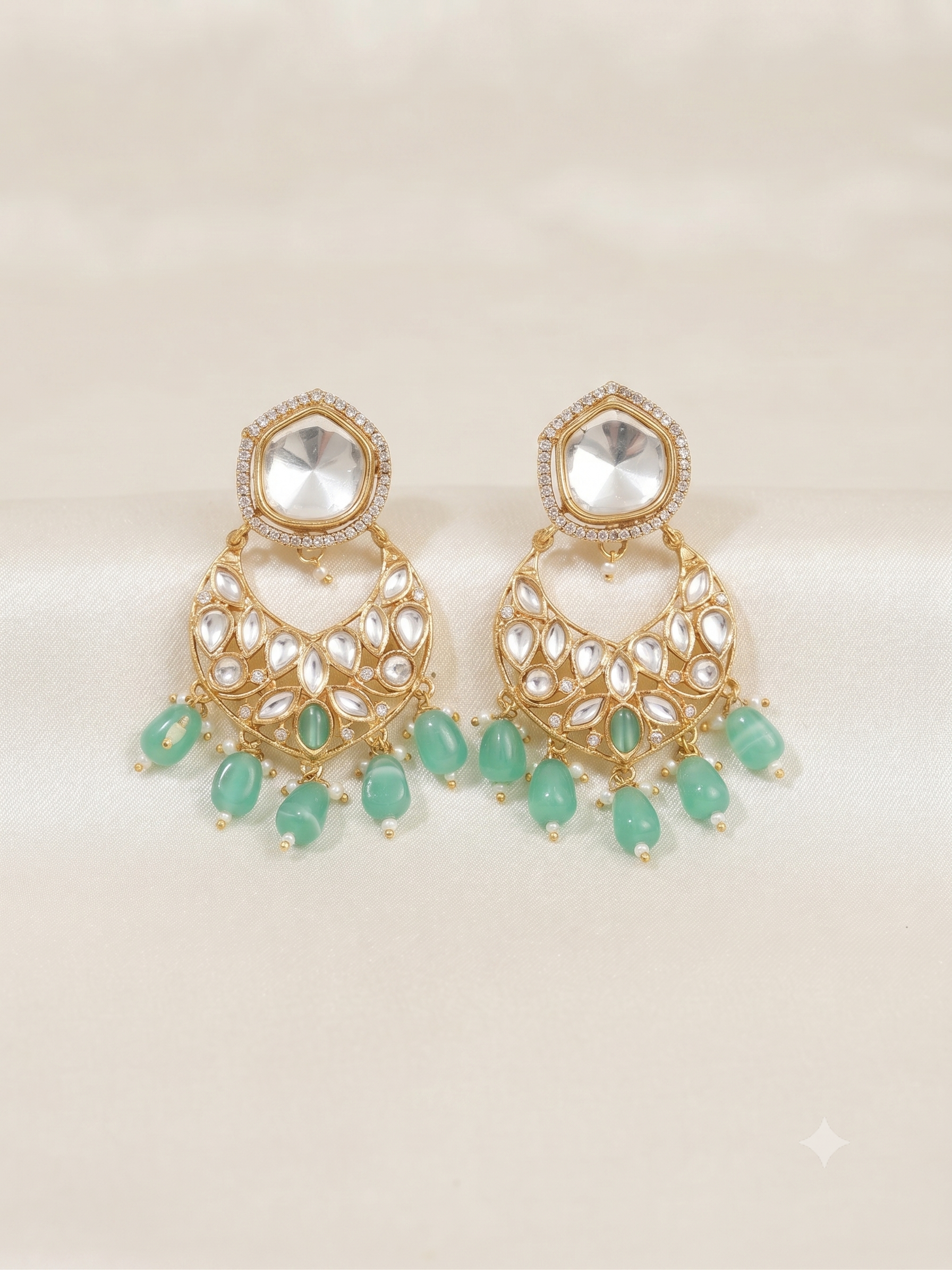 Emerald Dew Polki Chandbalis