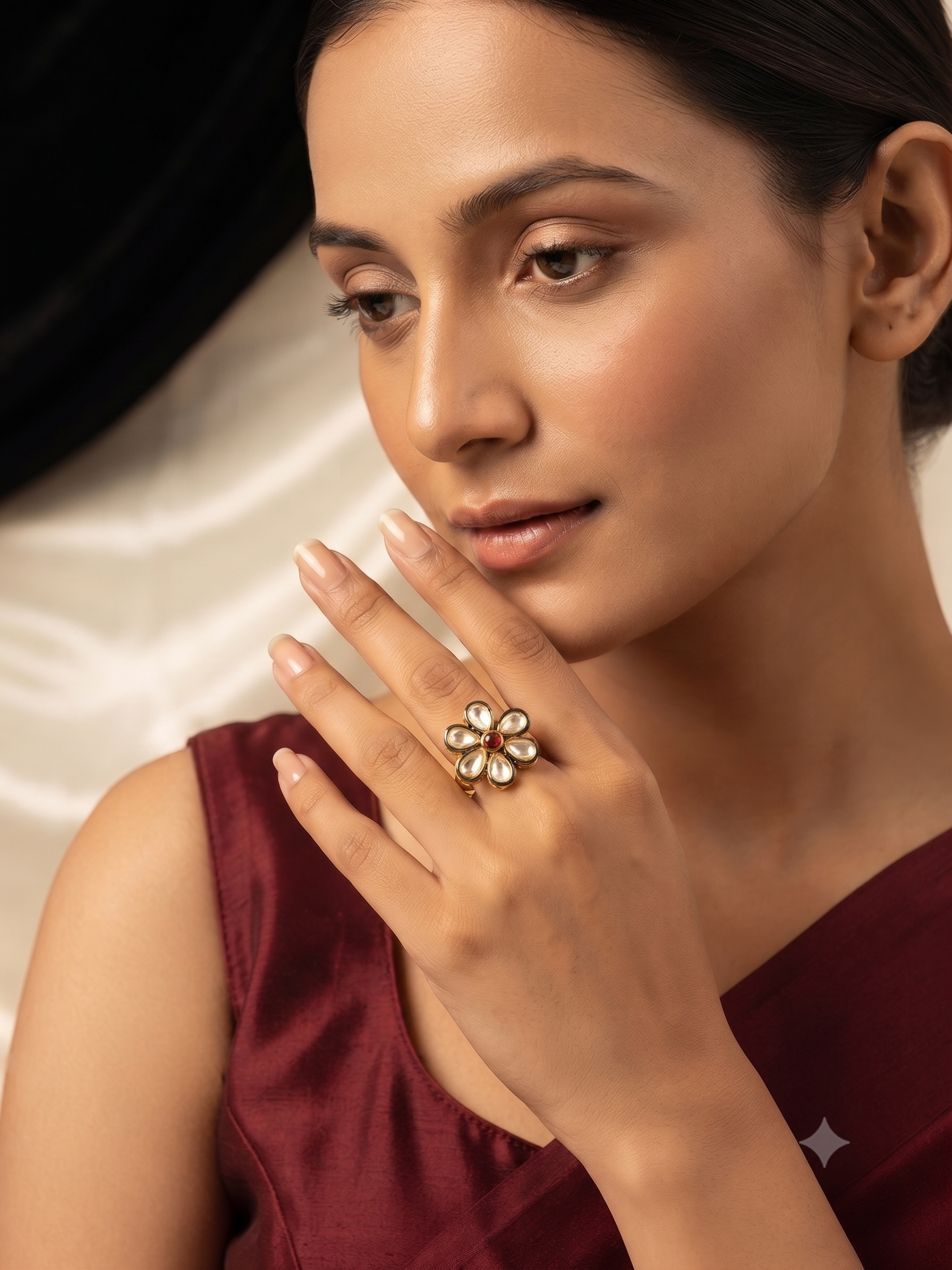 Gulshan Bloom Polki Adjustable Ring
