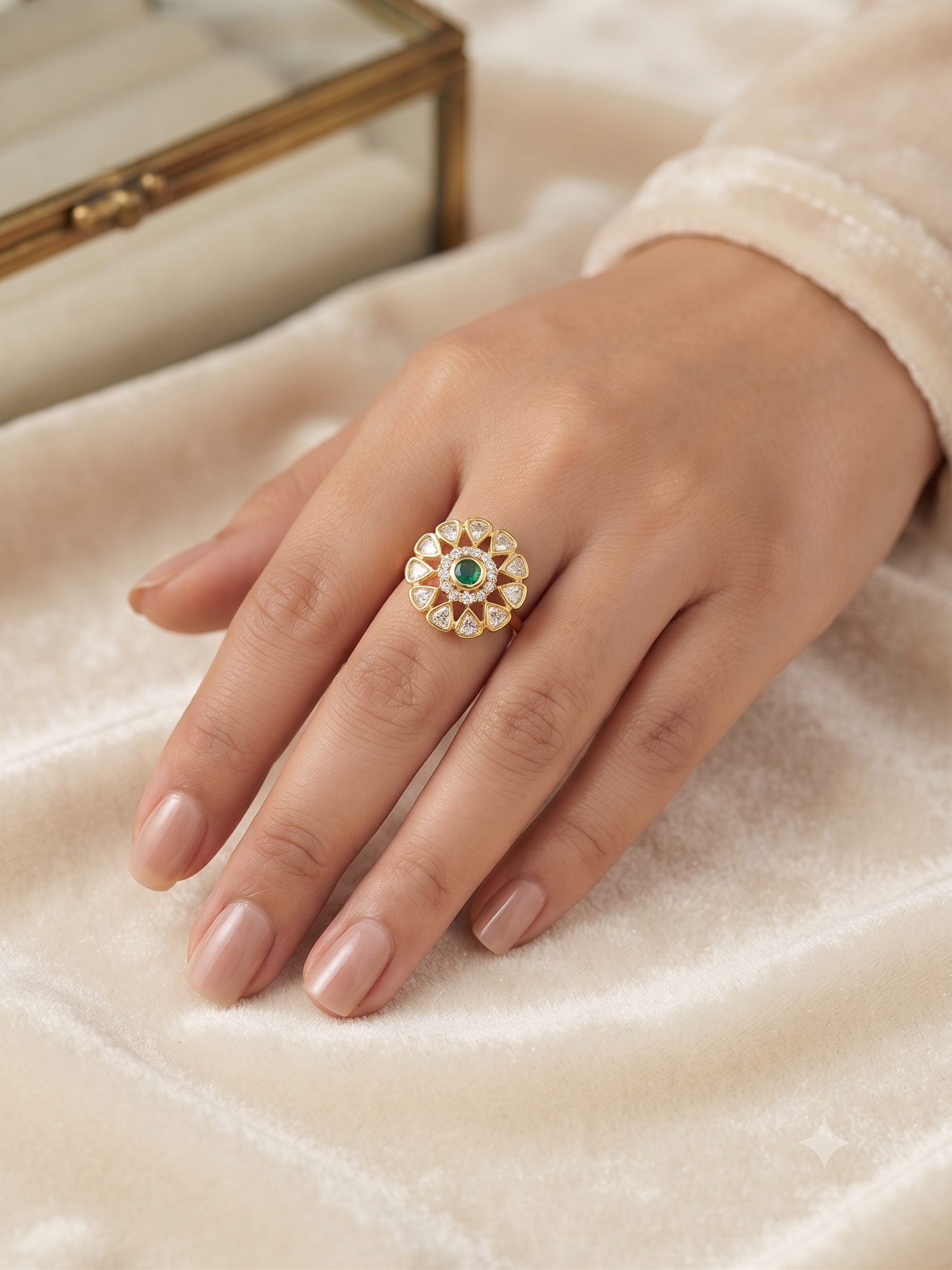 Royal Lotus Kundan Cocktail Ring