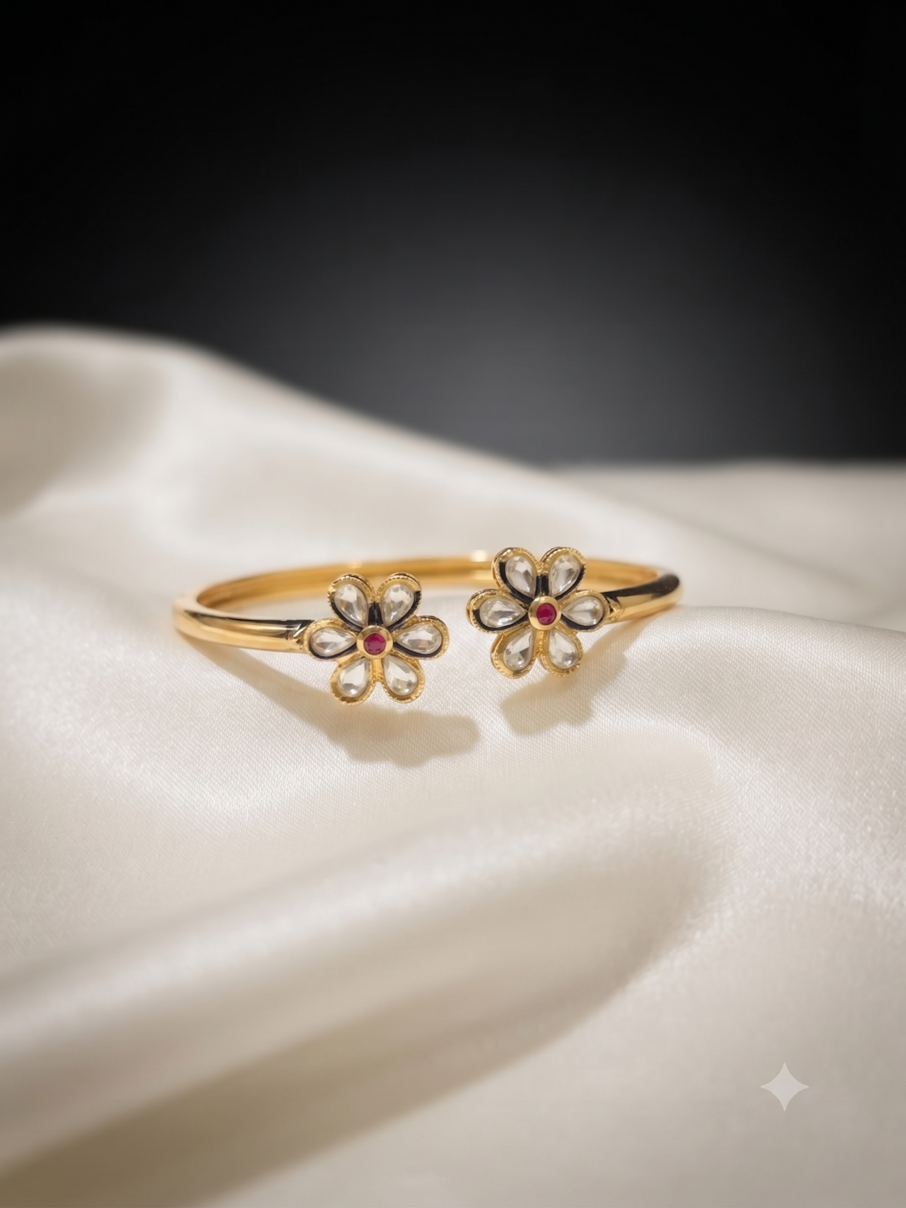 Phool Kundan Cuff Bracelet