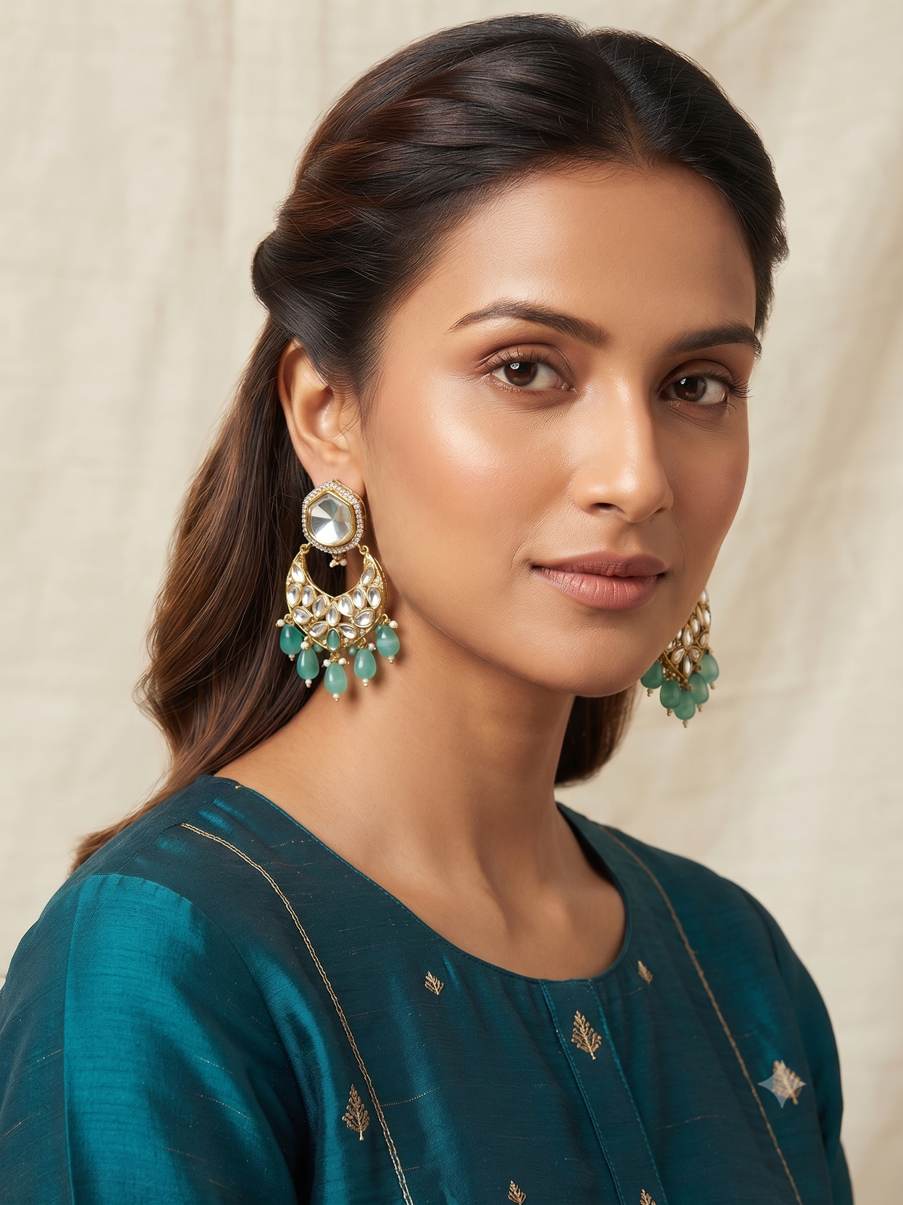 Emerald Dew Polki Chandbalis