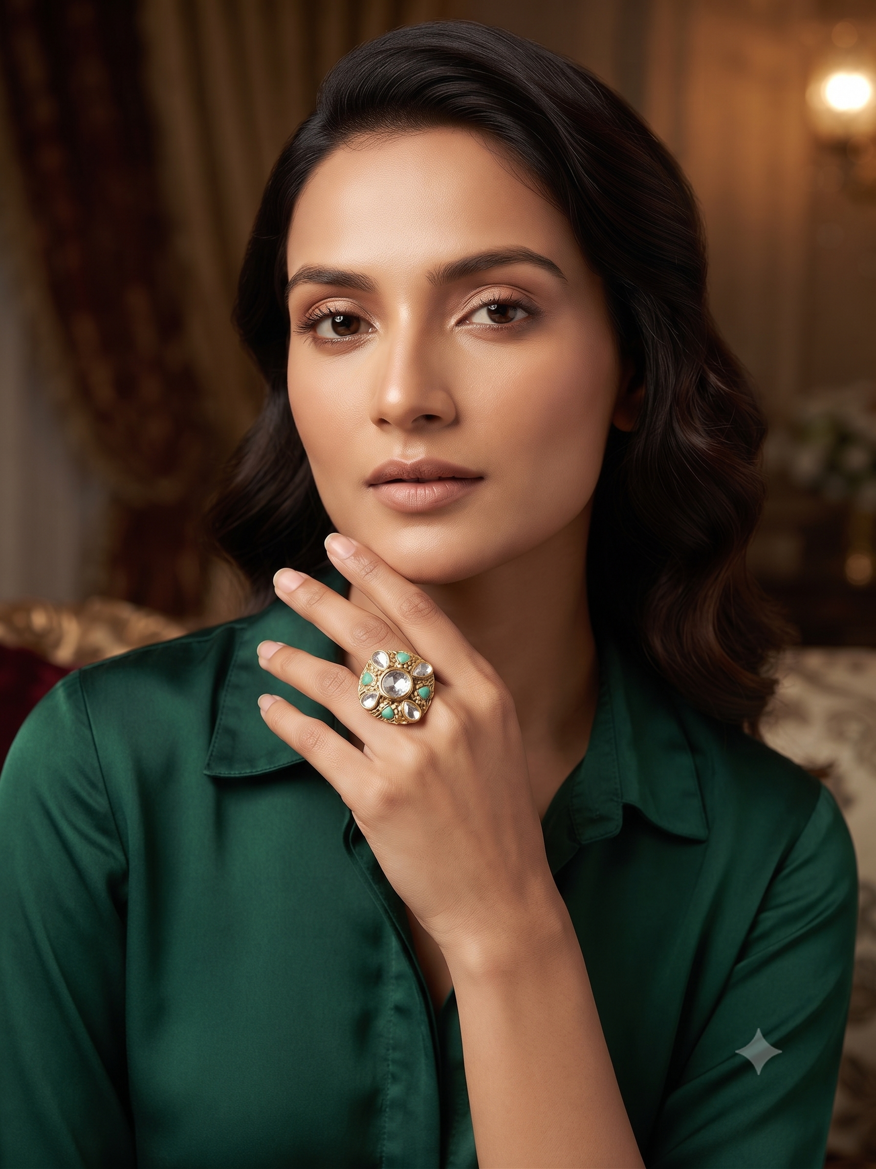 Royal Bloom Meena Cocktail adjustable Ring