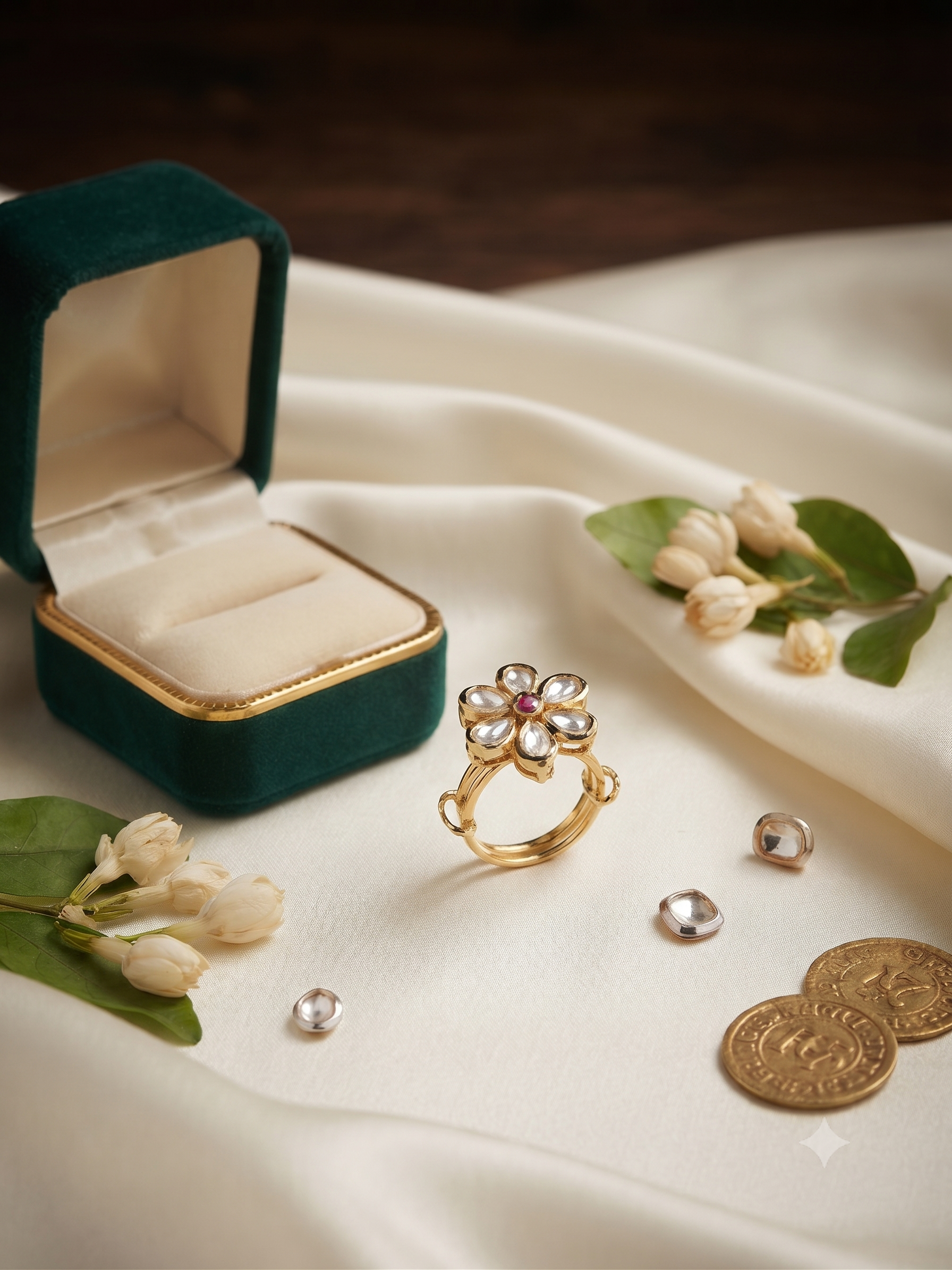 Gulshan Bloom Polki Adjustable Ring