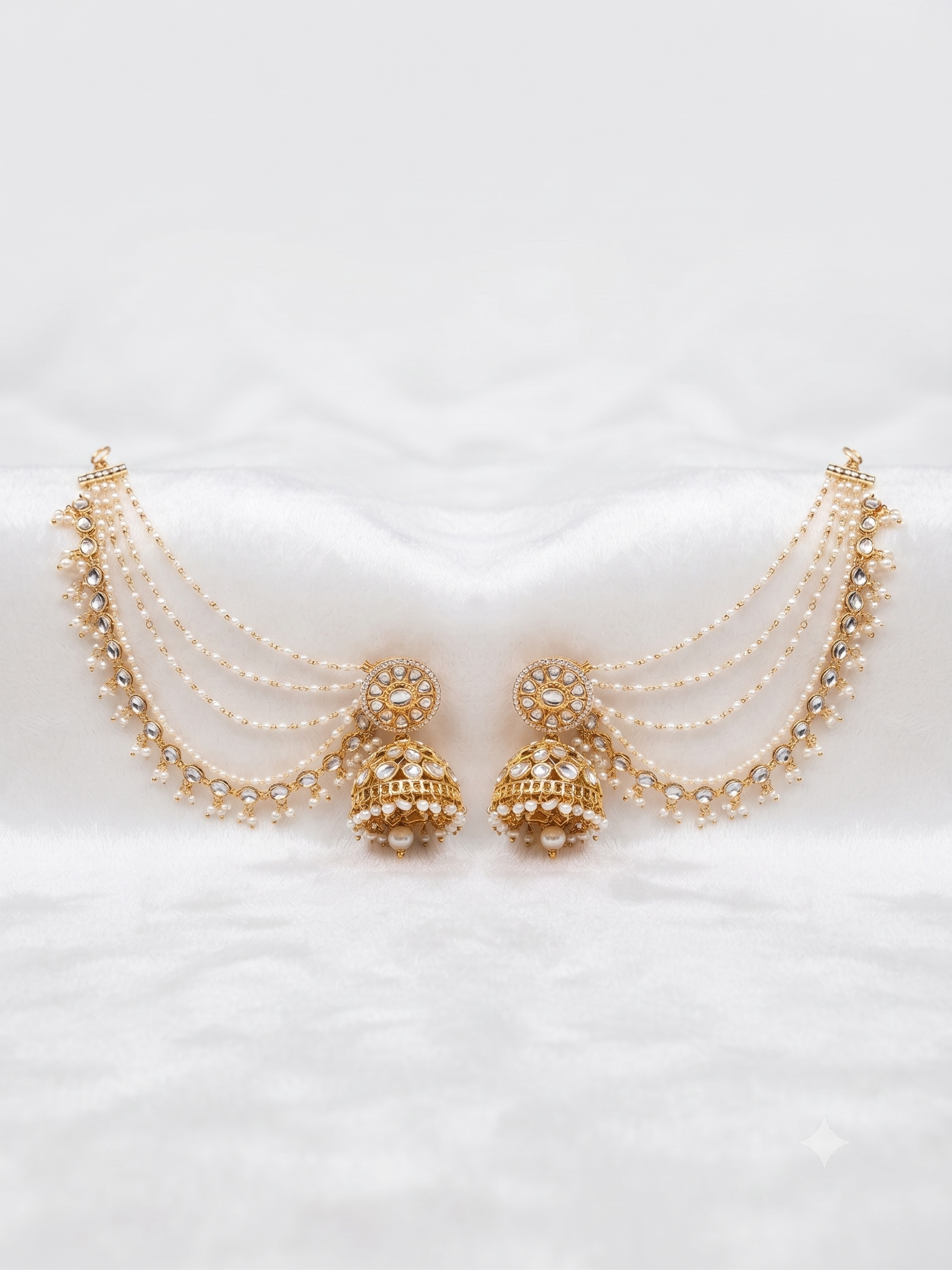 Dew Kundan Jhumka with Kaan Chain