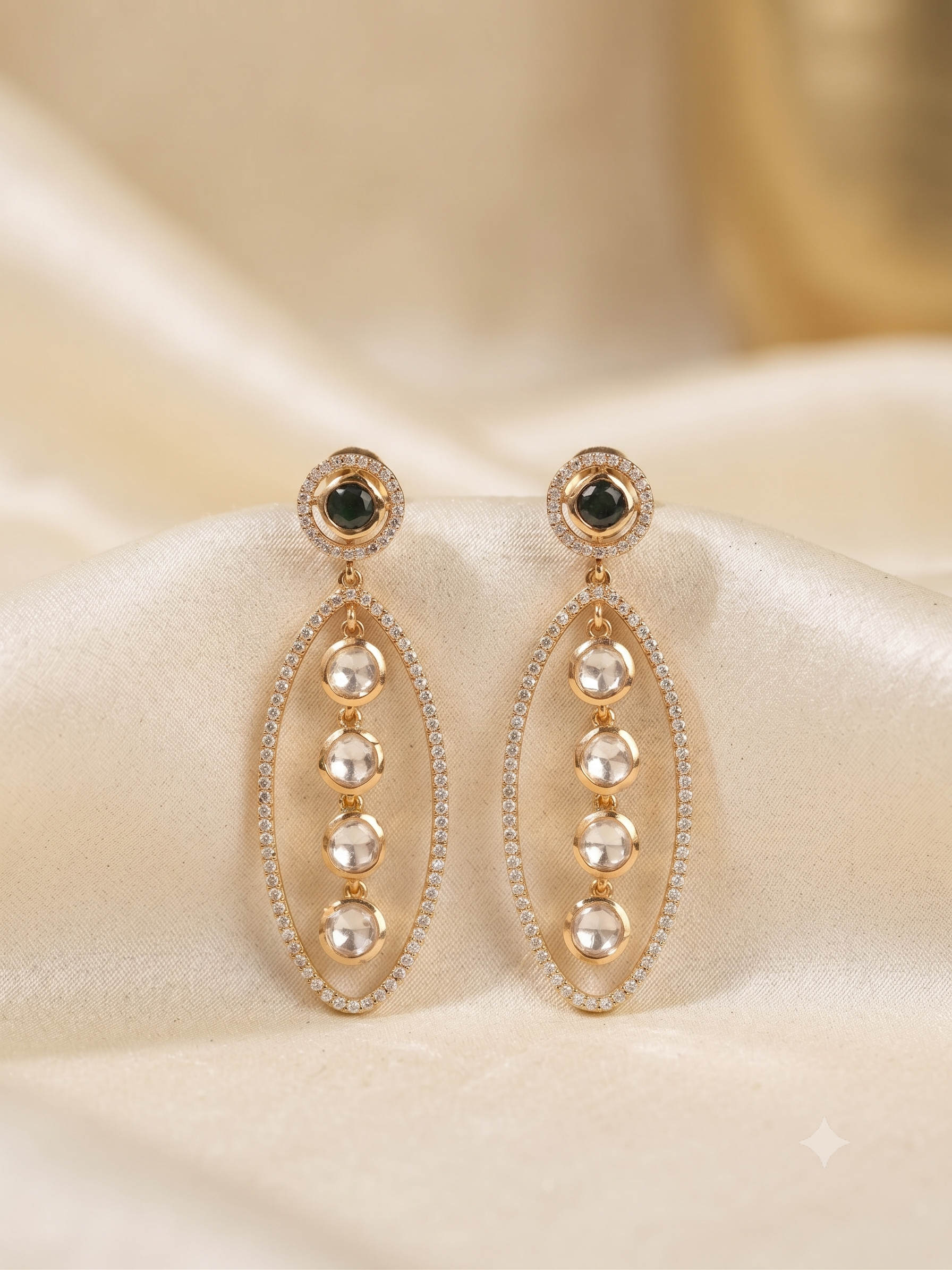 Green Onyx Oval Danglers