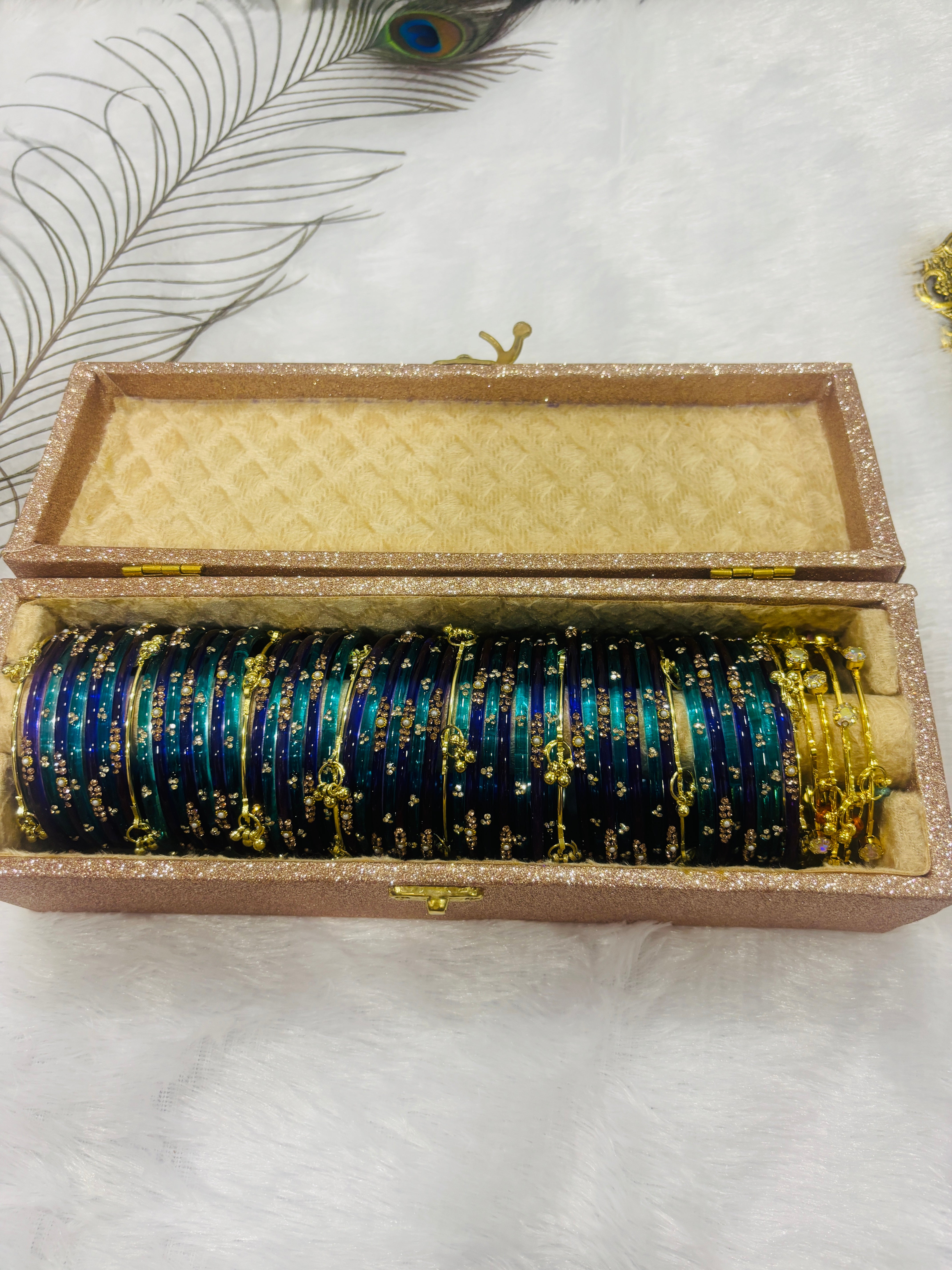 Royal Teal Peacock Chuda Set