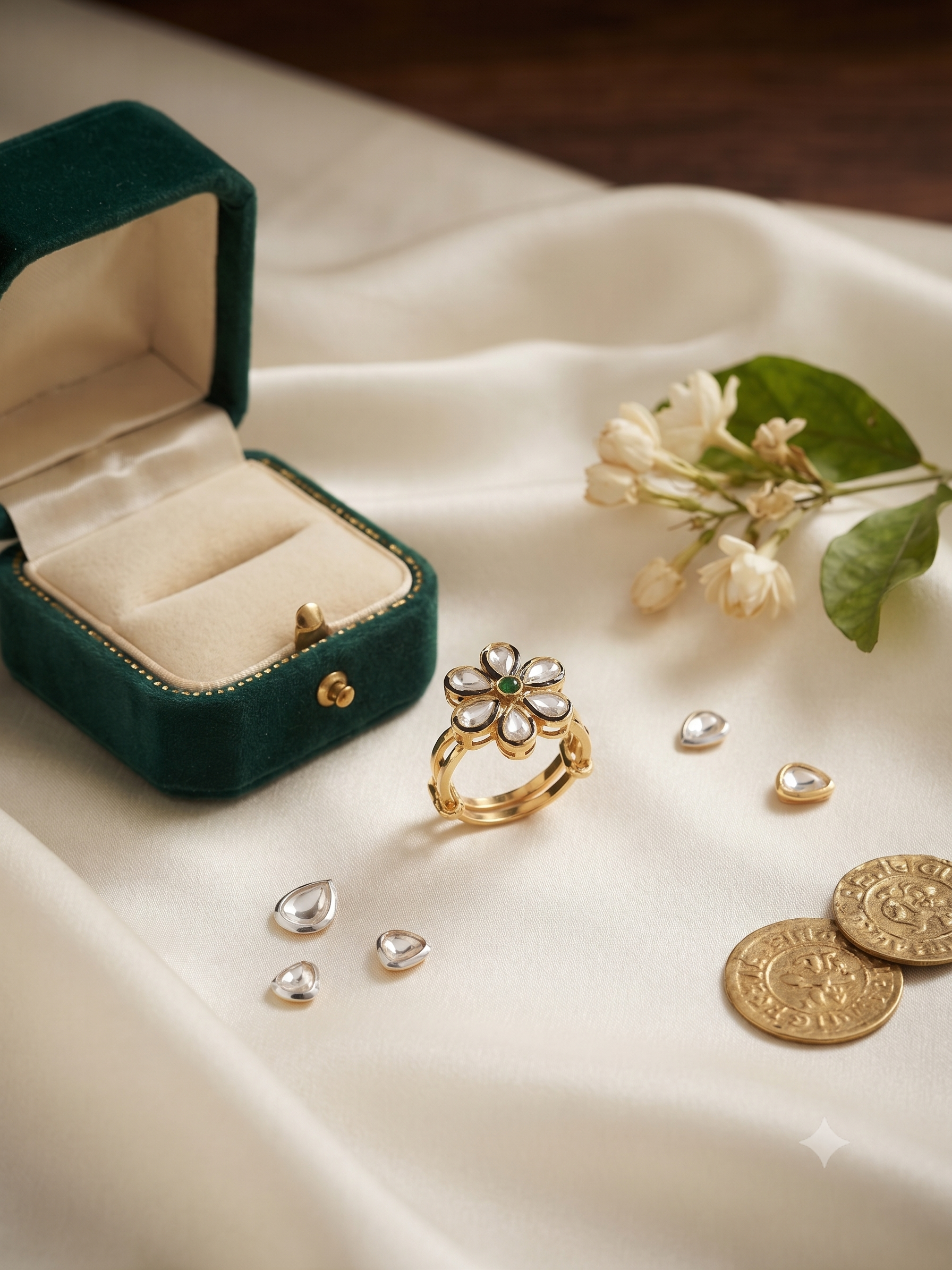Gulshan Bloom Polki Adjustable Ring