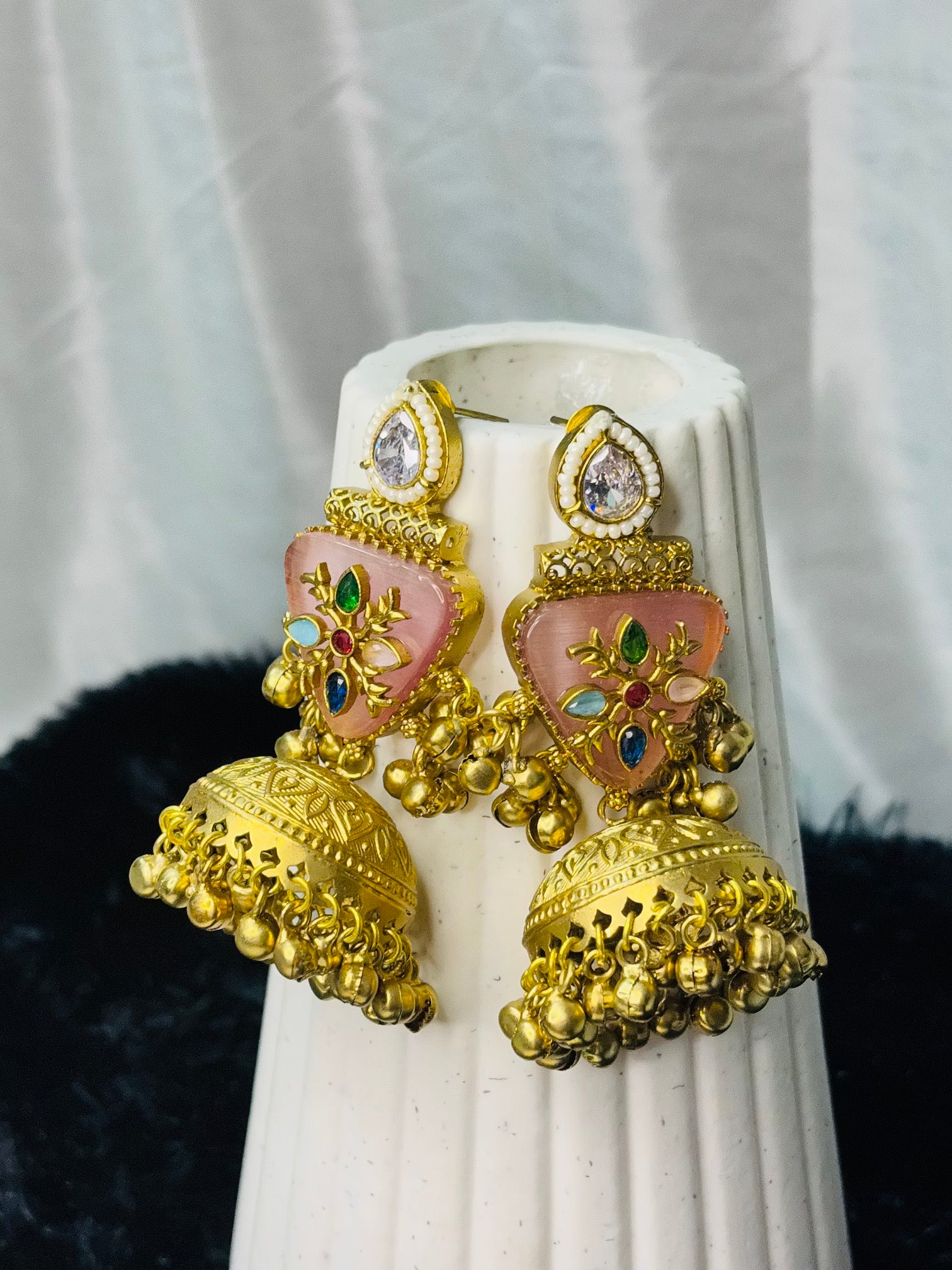 Golden Kundan Jhumka