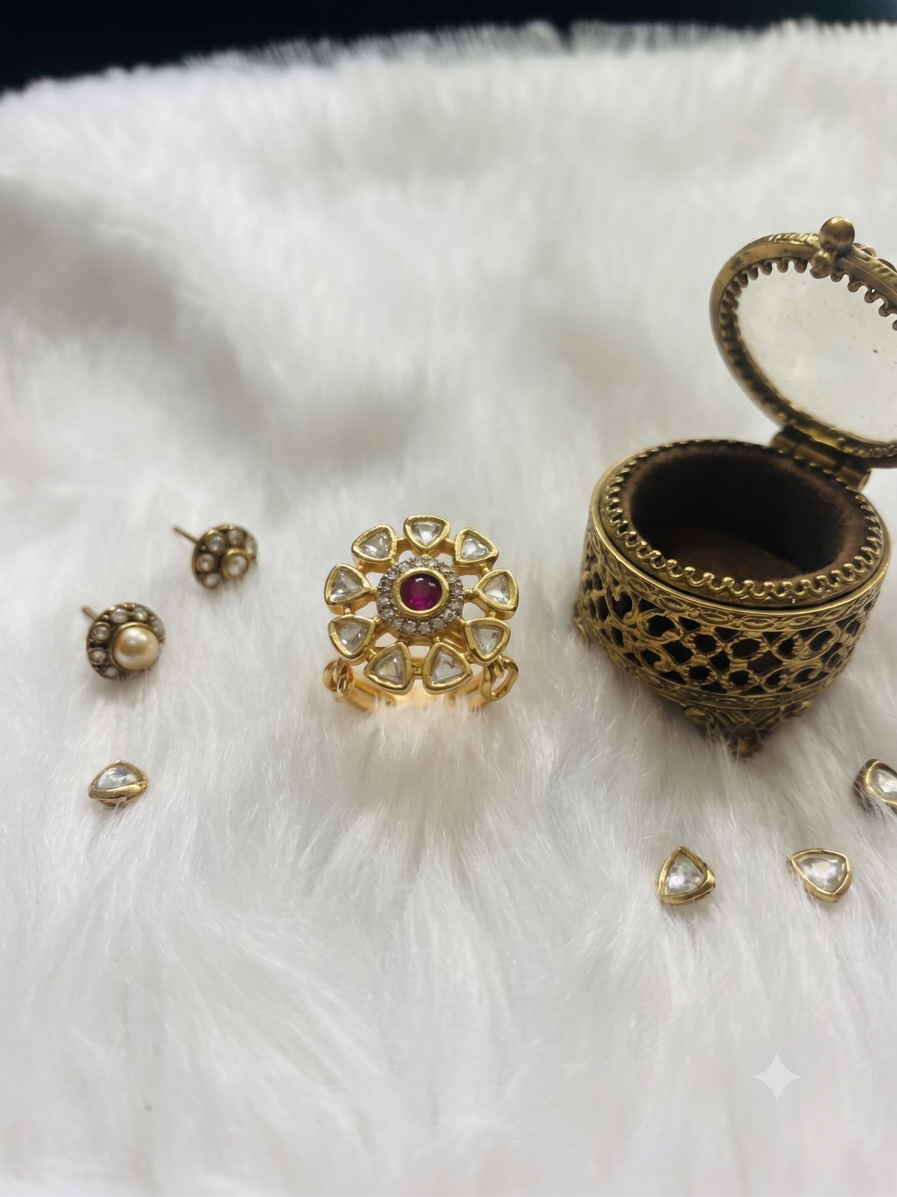 Royal Lotus Kundan Cocktail Ring