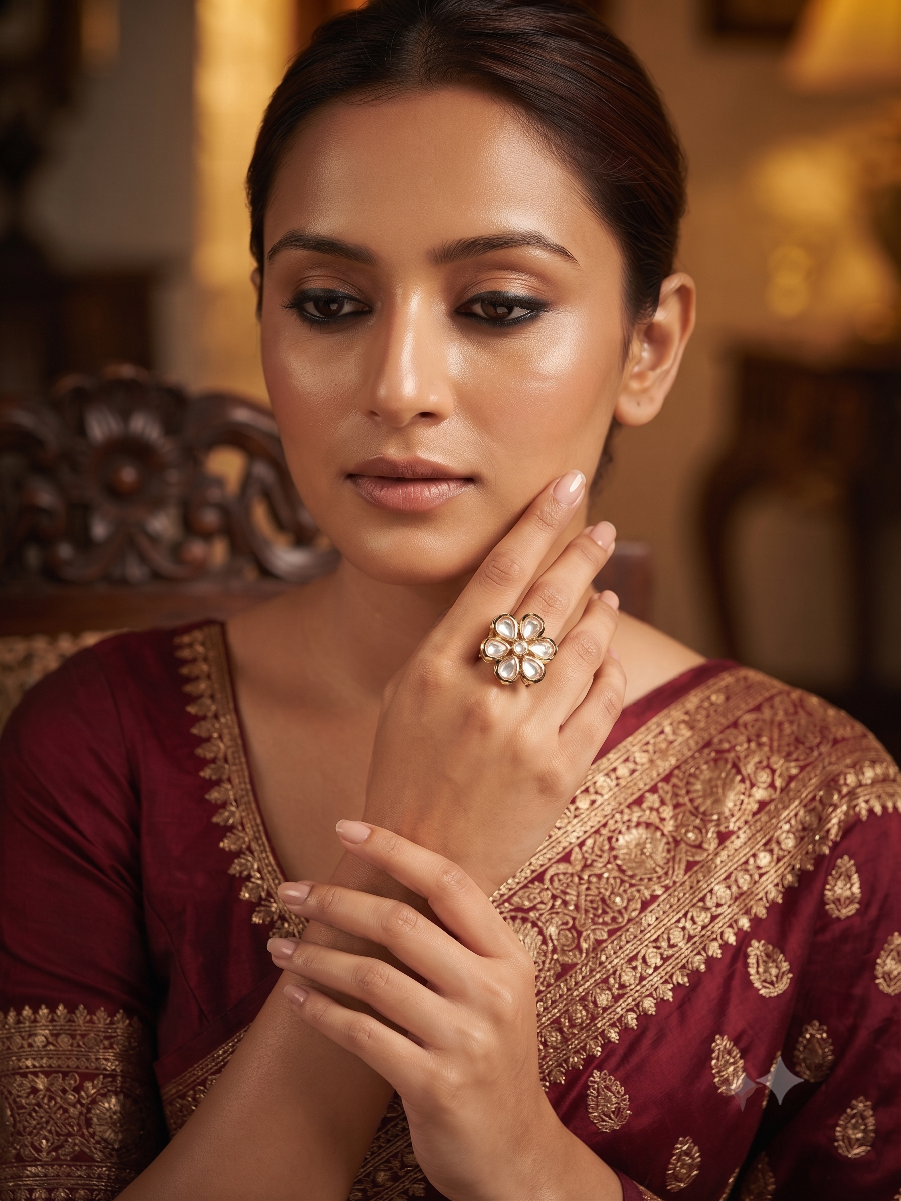 Gulshan Bloom Polki Adjustable Ring
