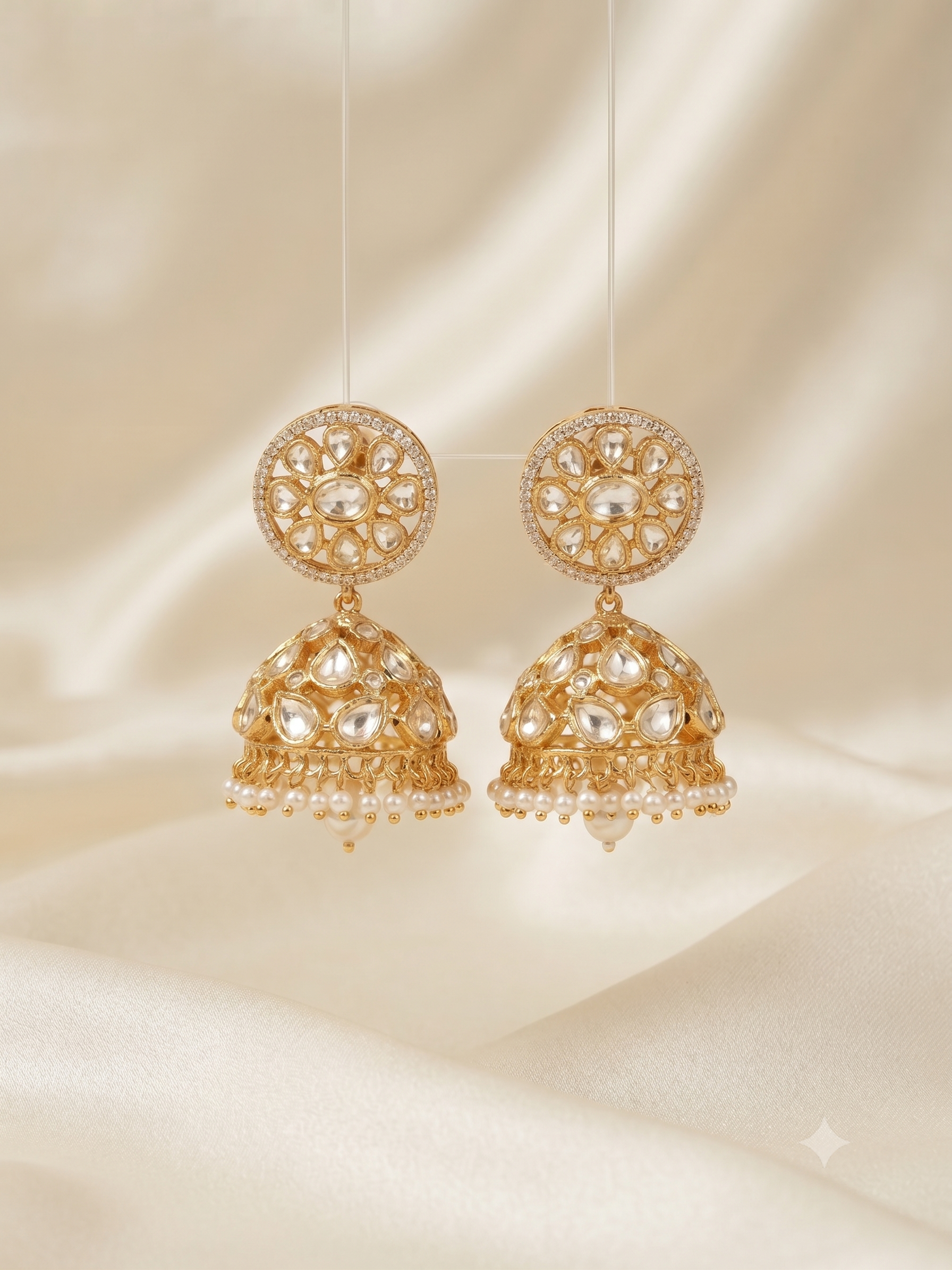 Pearl Polki Jhumka