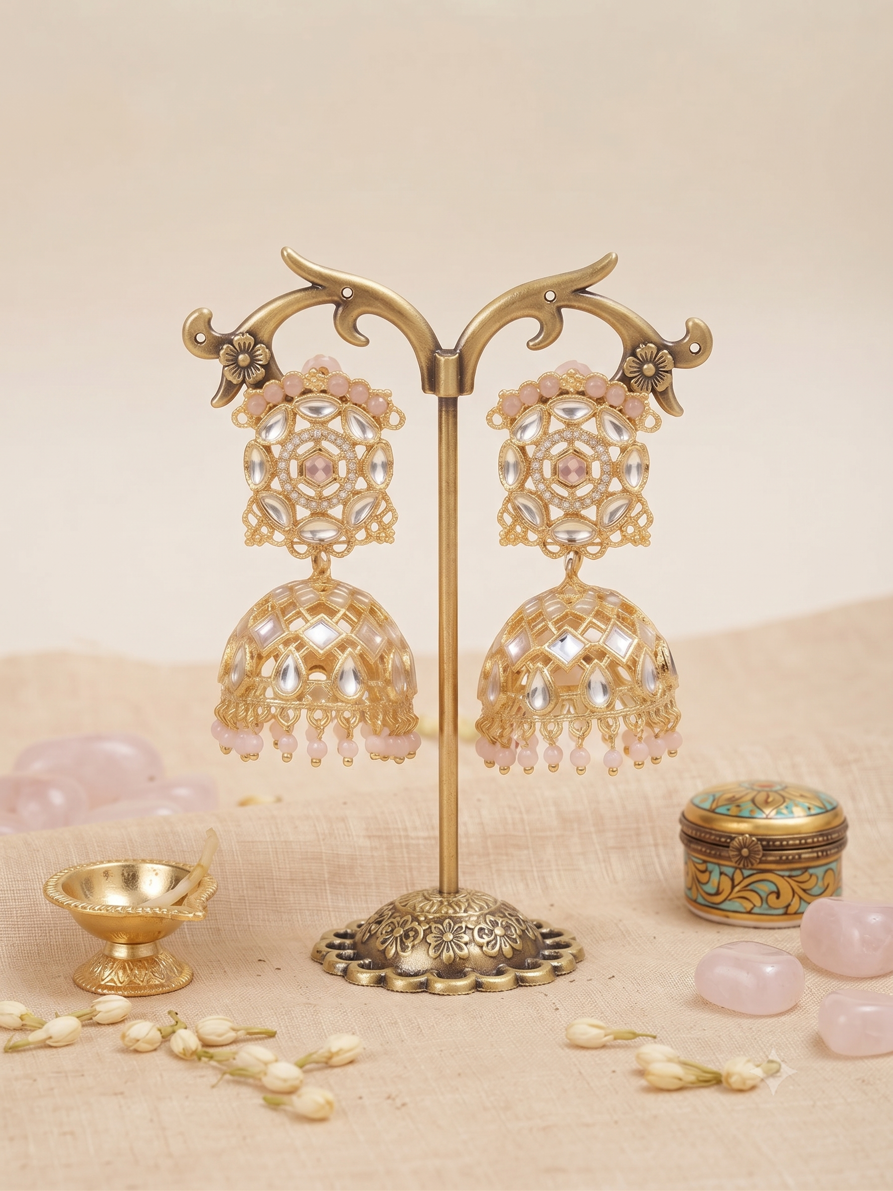 Royal Jaali Kundan Jhumkas