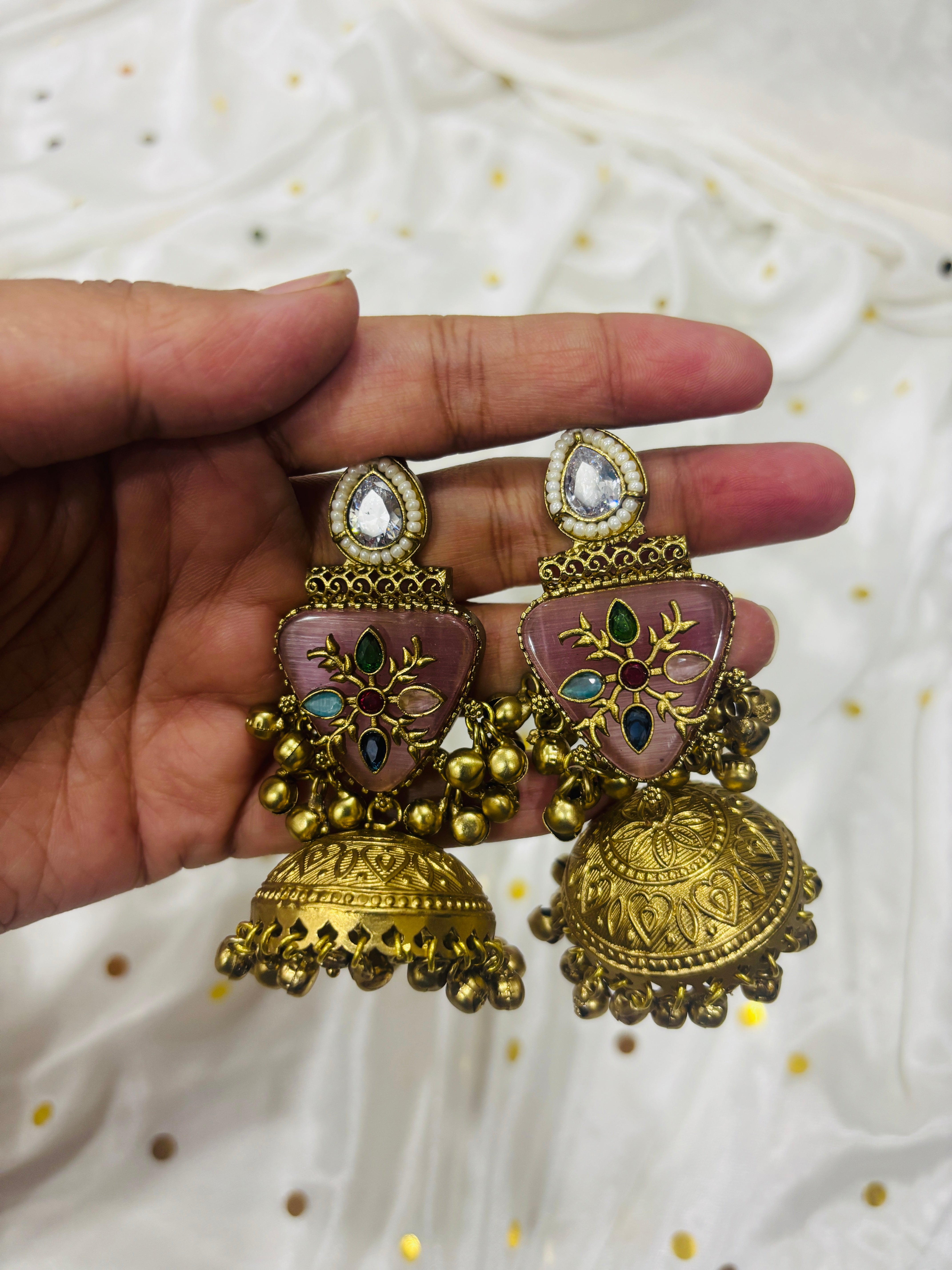 Golden Kundan Jhumka