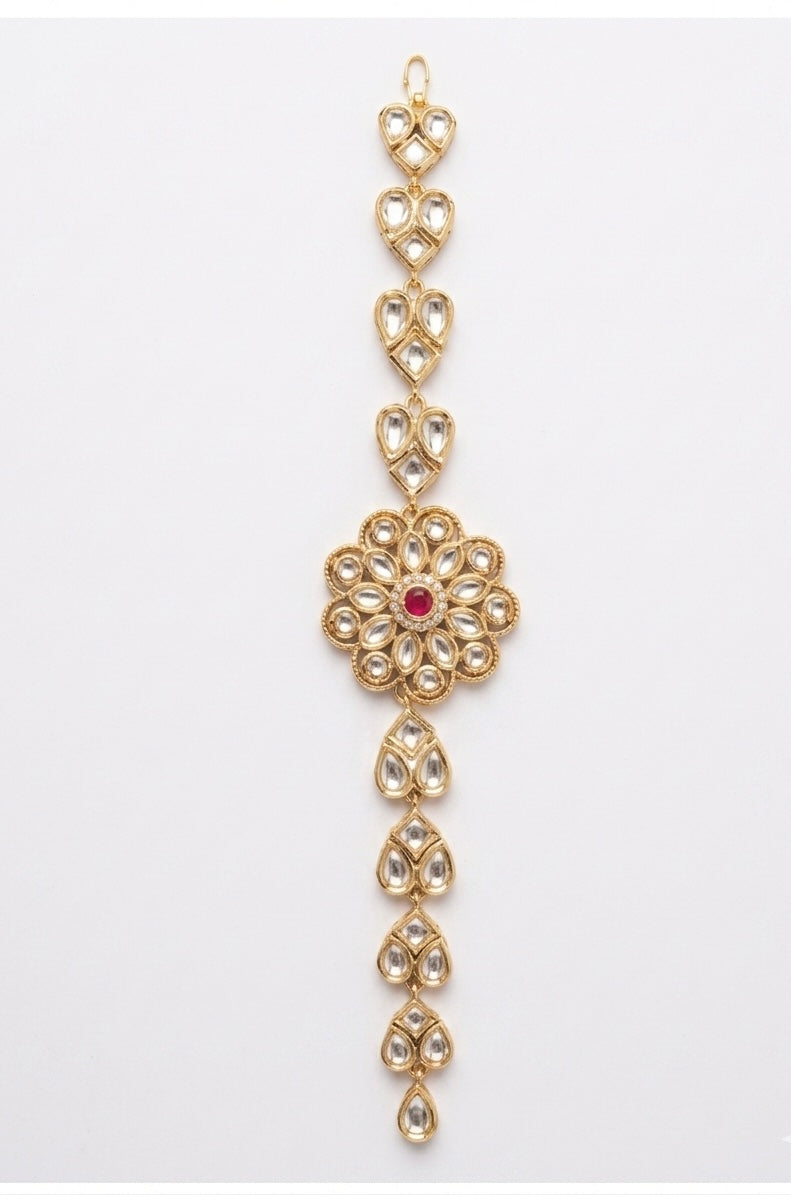 Floral Kundan Adjustable Bracelet