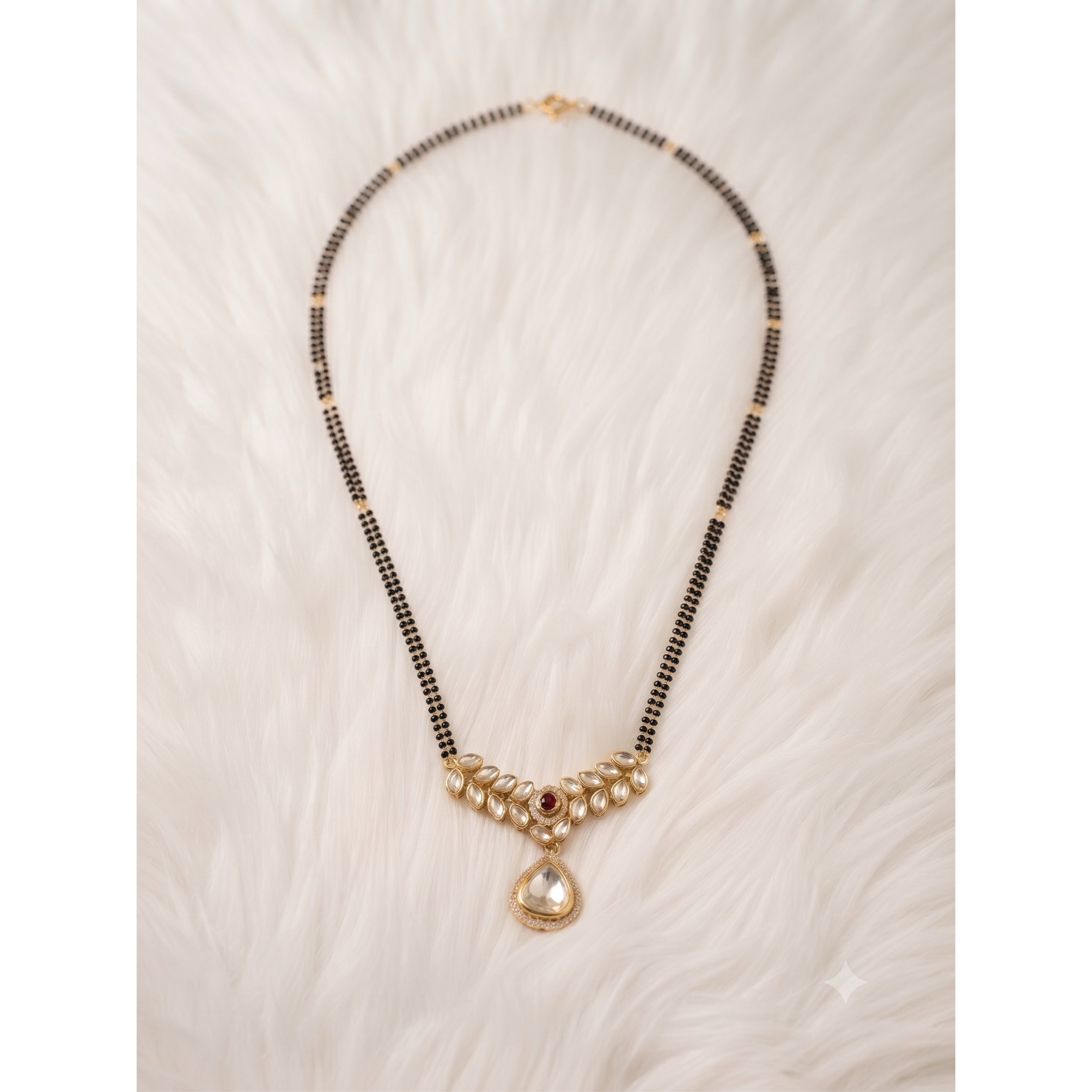 Kundan Mangalsutra with Ruby Pendant