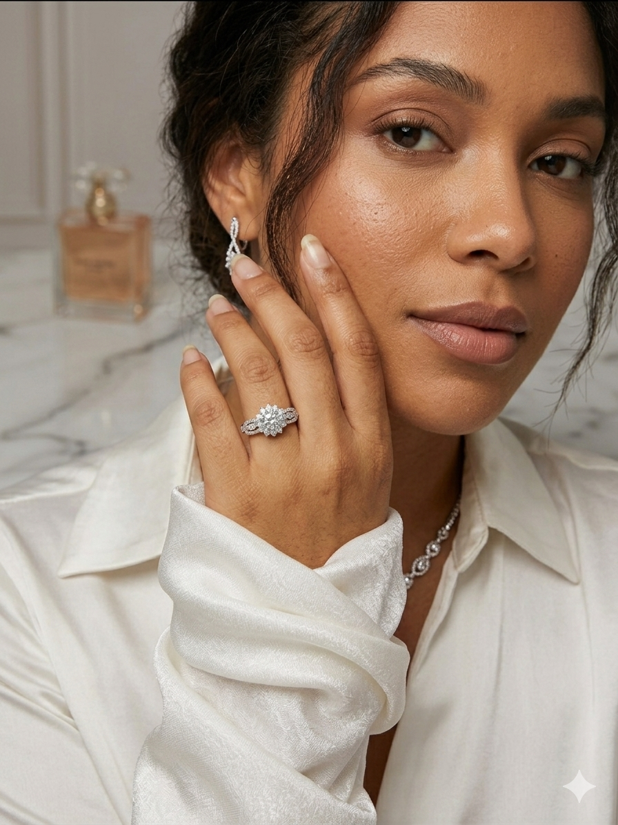 The Elysia Twisted Halo Ring