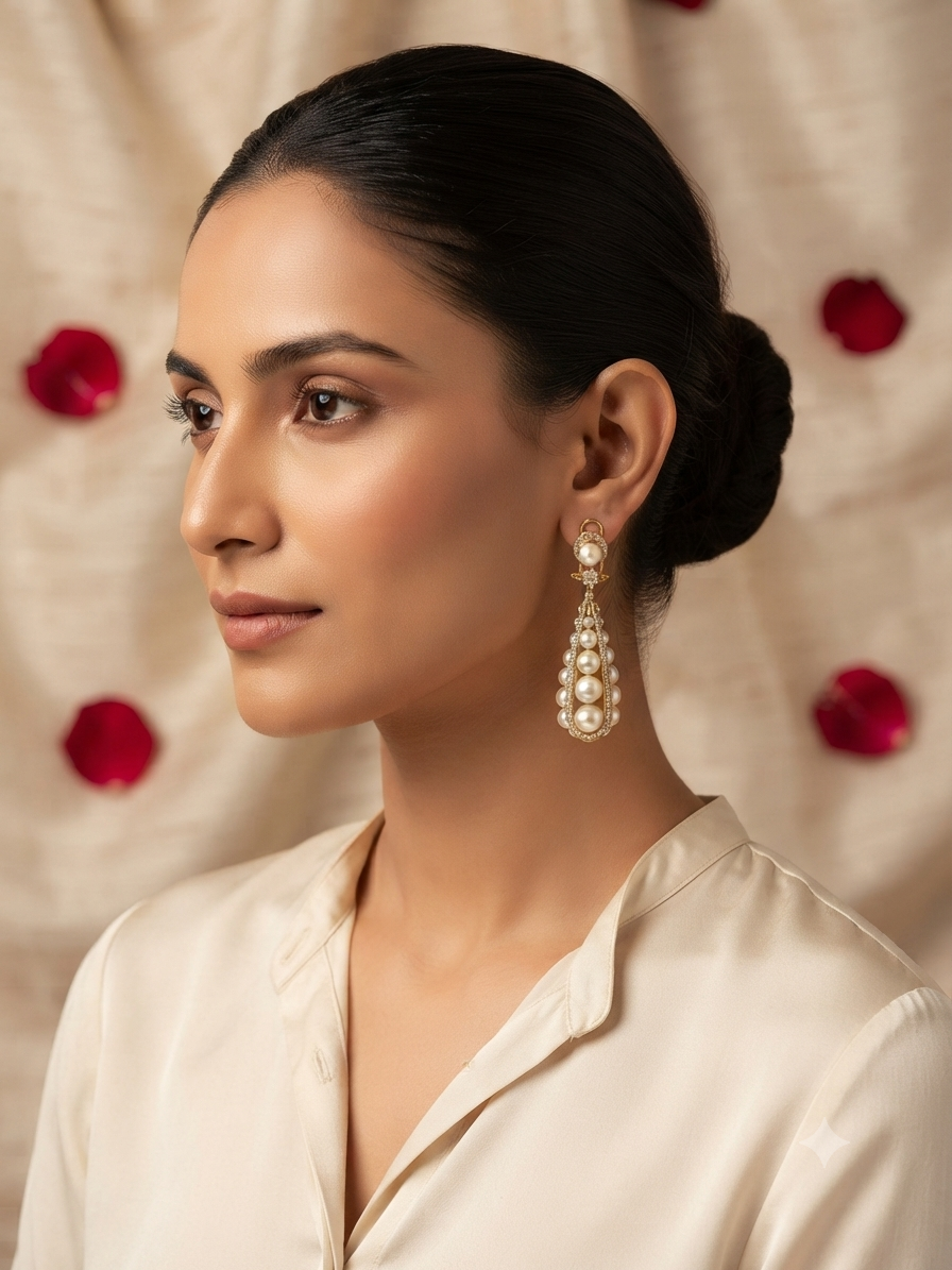Noor Pearl Teardrop Chandelier Earrings