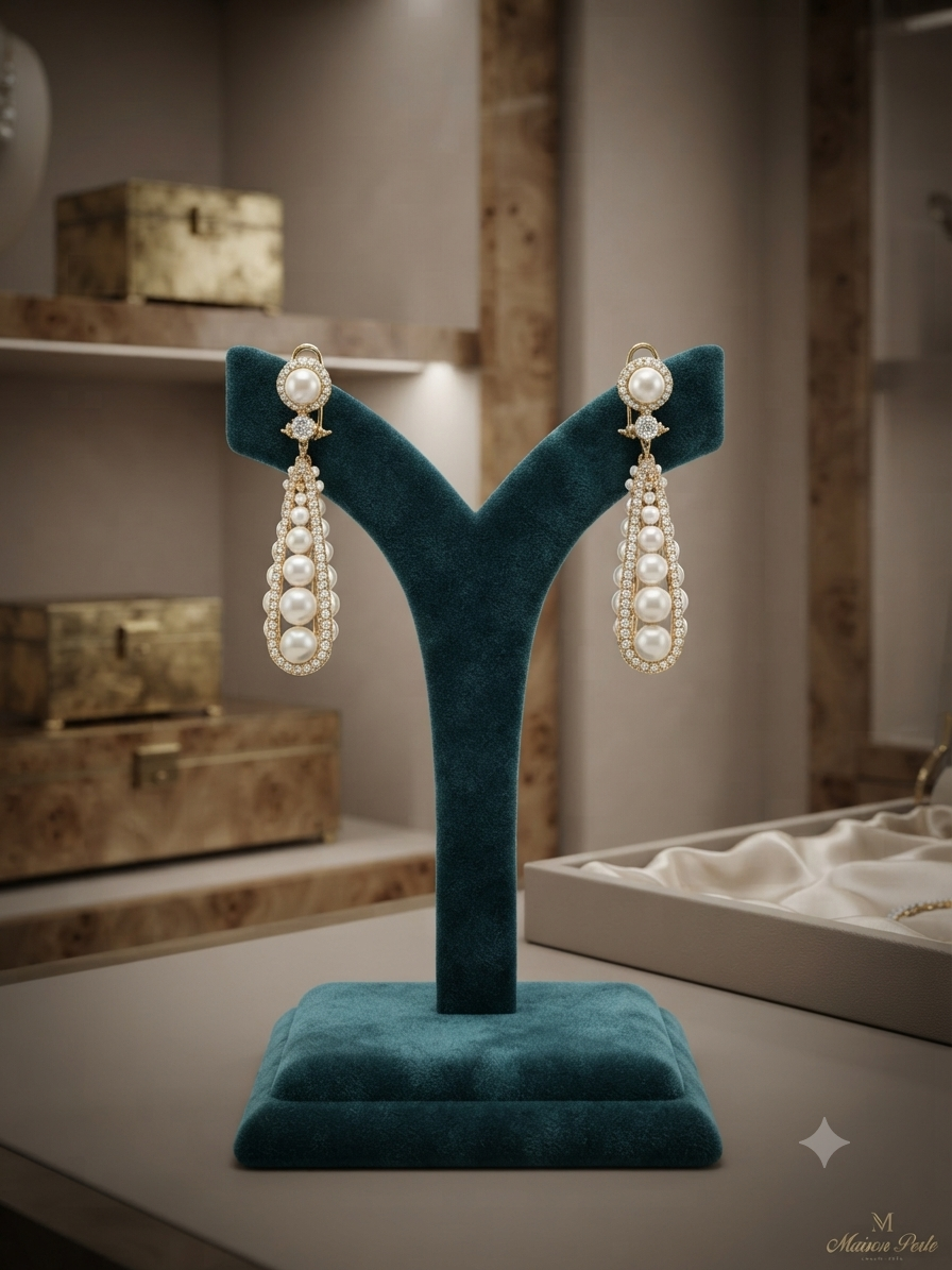 Noor Pearl Teardrop Chandelier Earrings