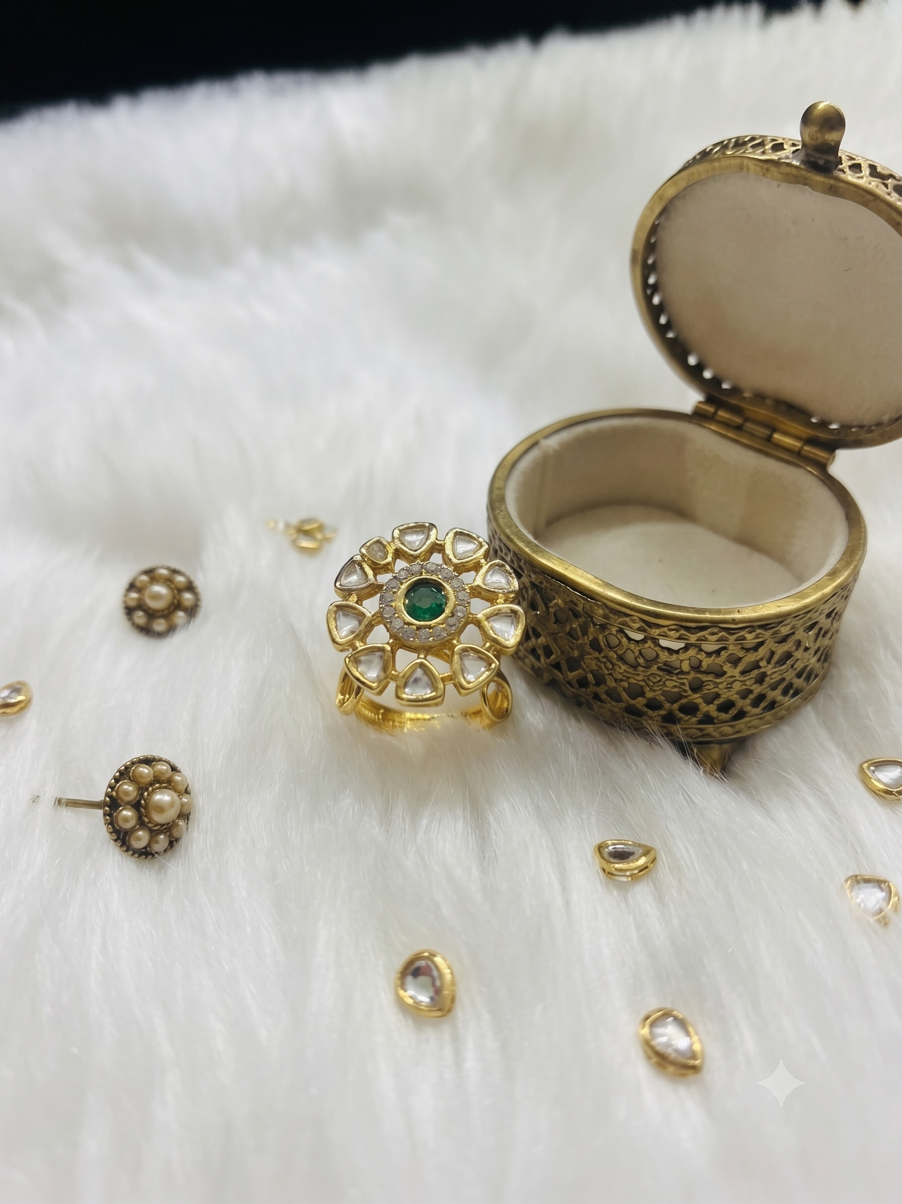 Royal Lotus Kundan Cocktail Ring