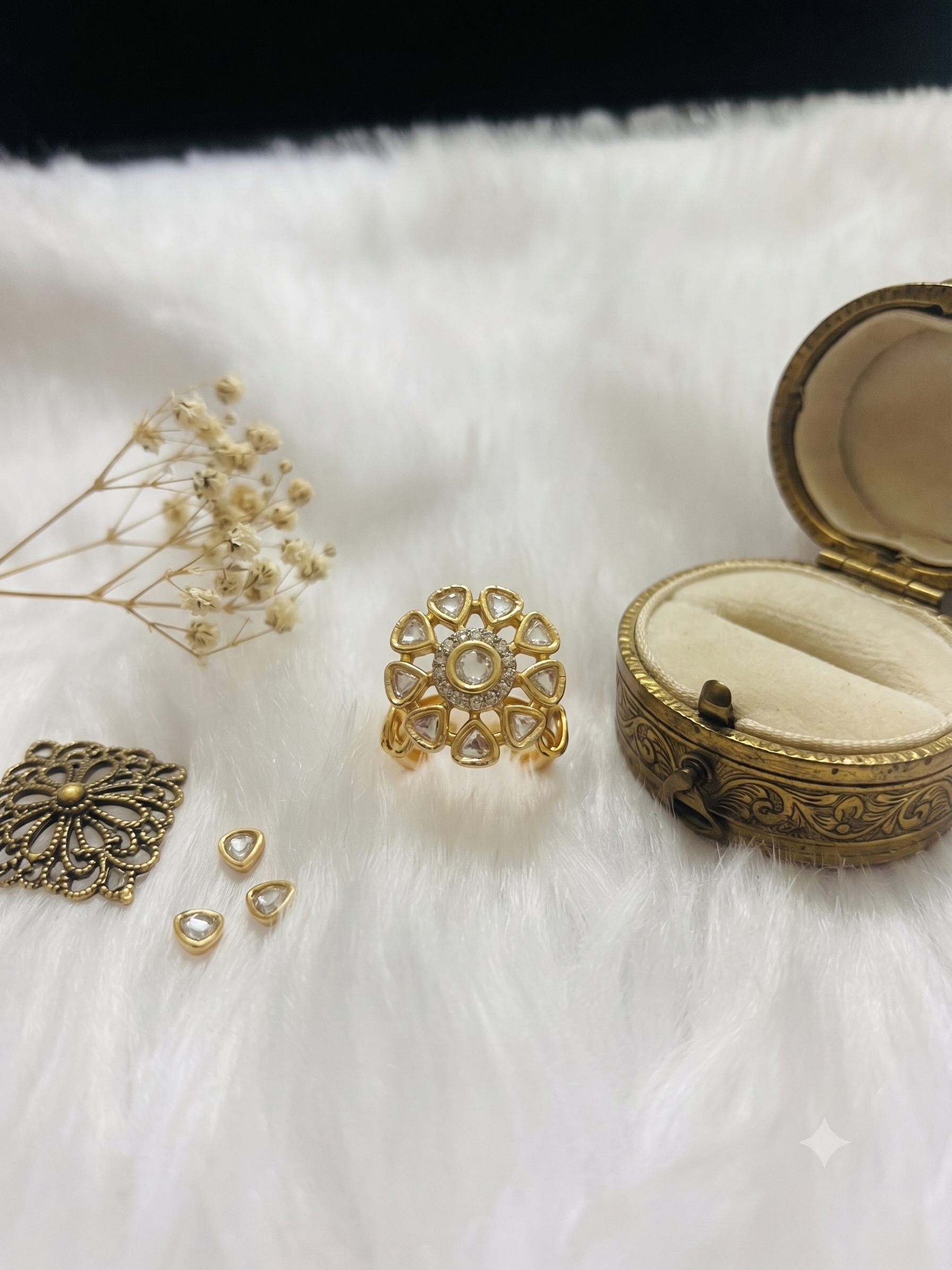 Royal Lotus Kundan Cocktail Ring