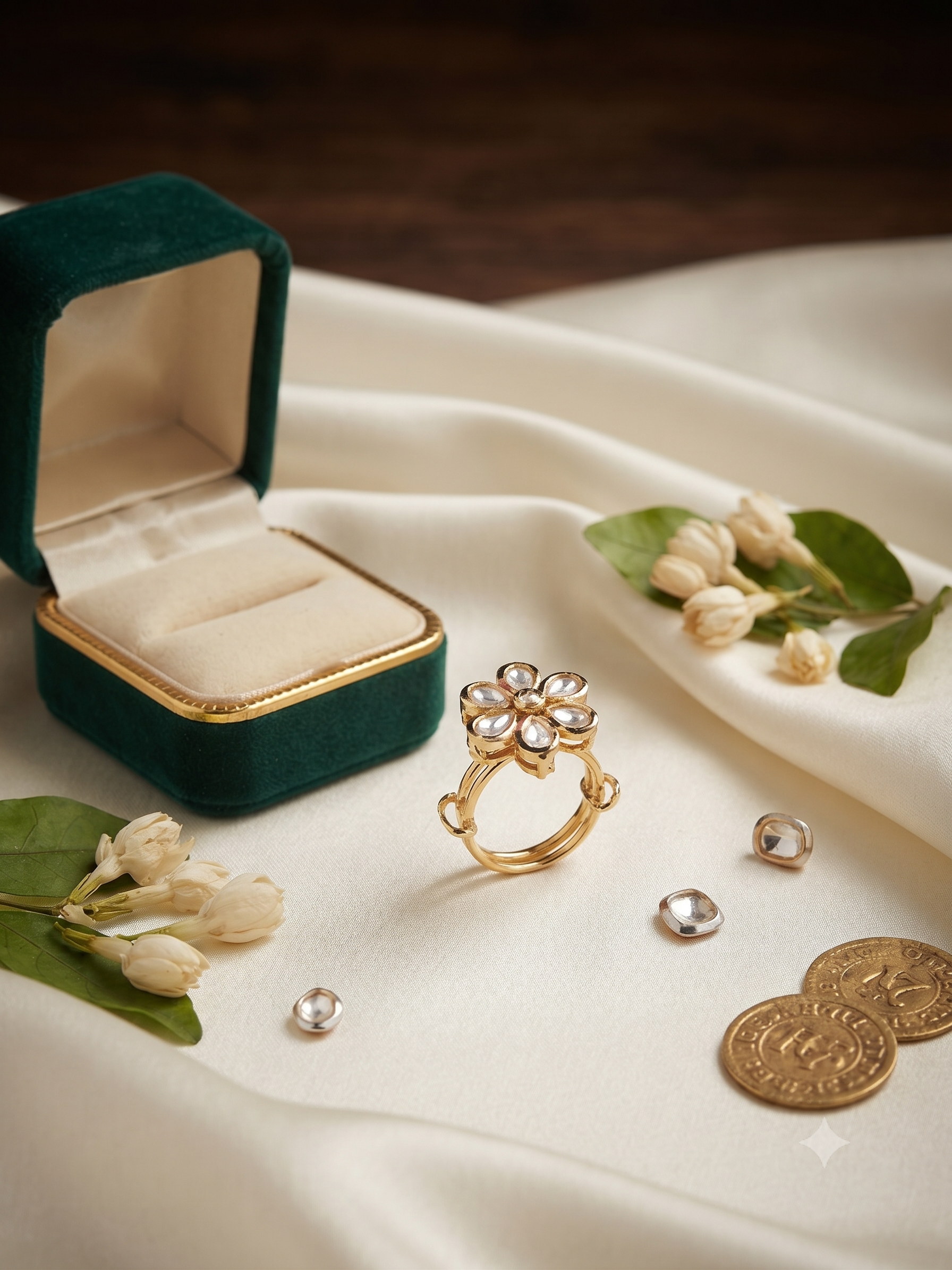 Gulshan Bloom Polki Adjustable Ring